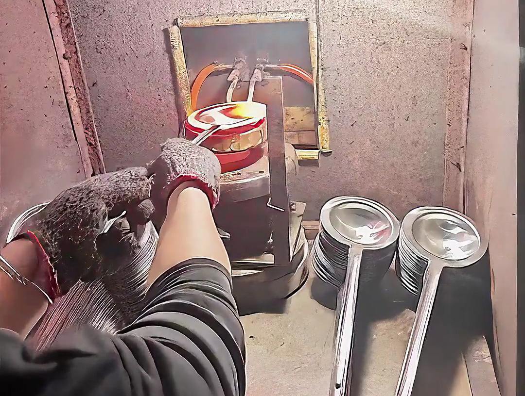 高頻退火設備處理勺子退火全過程曝光